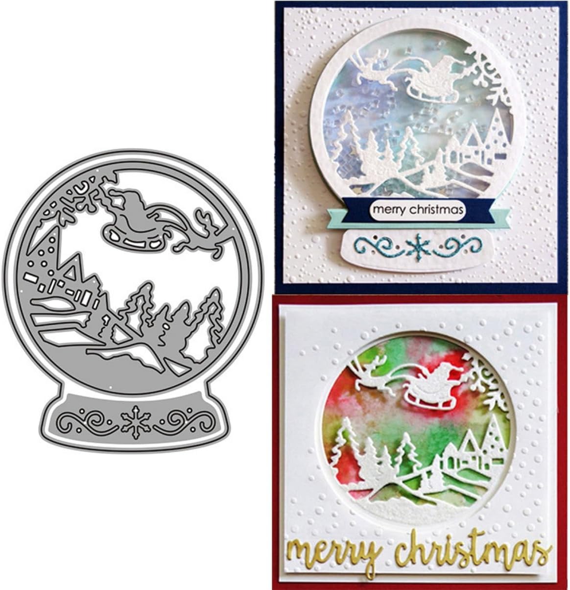 Mvchifay Cutting Dies Happy Birthday Metal Stencils Scrapbooking Tool DIY Emboss Paper Card Making (Christmas Snowball-12.2x10.3cm)