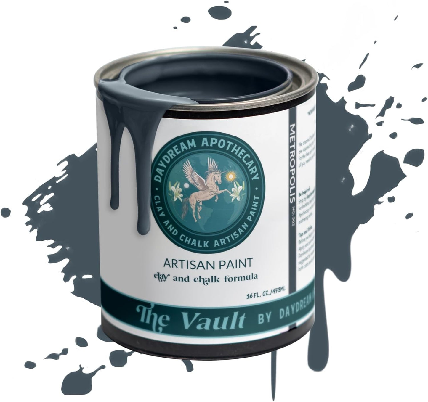 Daydream Apothecary Premium Chalk Style Paint for Furniture, Home Décor, Wood, DIY Interior Projects, Quick Dry, No Prep or Prime Needed, Matte Slate Grey - 16oz