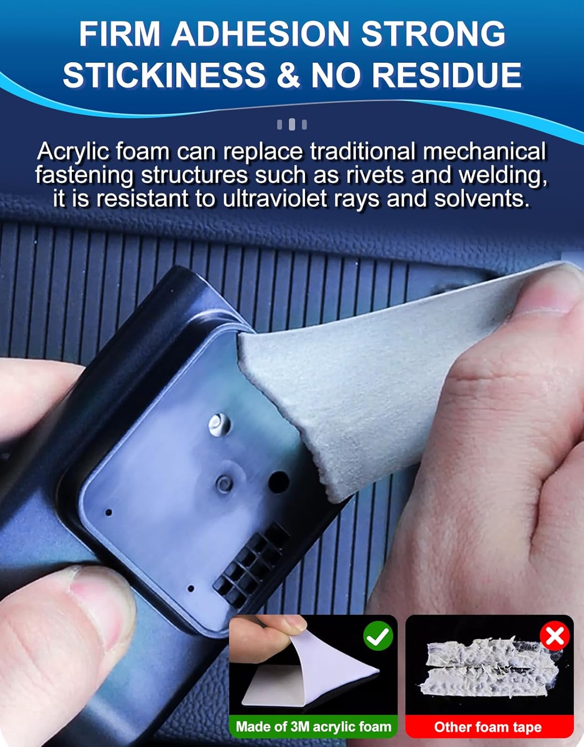 32 Pcs Large Double Sided Adhesive Tape Squares Heavy Duty, Made of 3M PE, Strong Sticky Pads Waterproof Heat Resistant, Extreme Mounting Foam Tape, Car Home Outdoor Use, 1.69x2.15 Inch