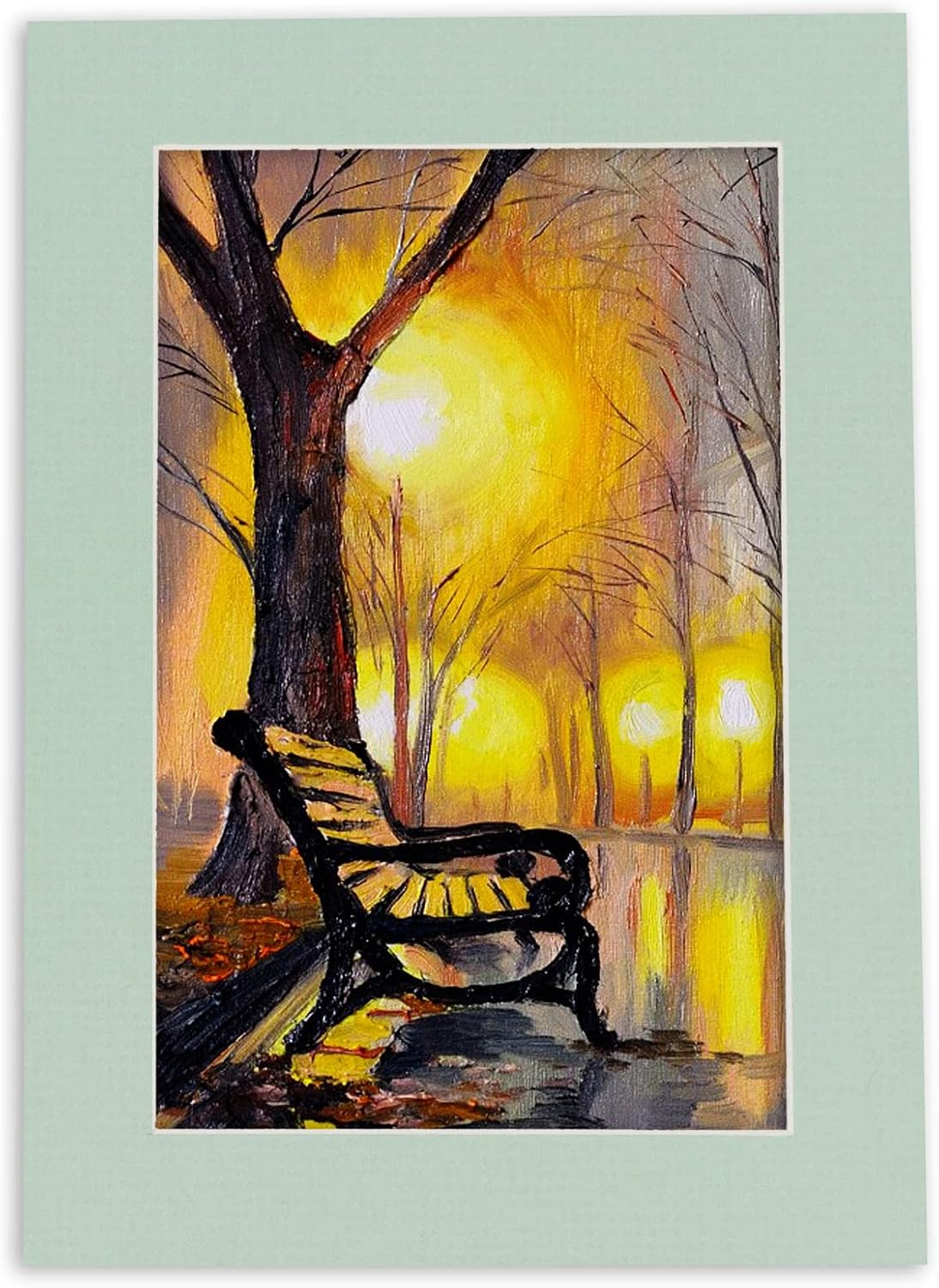 8.5x11 Mat Bevel Cut for 7x9 Photos - Acid Free Honeydew Green Precut Matboard With Backing Board and Crystal Clear, Self Seal Photo Mat Bag - For Pictures, Photos, Framing - 4-ply Thickness