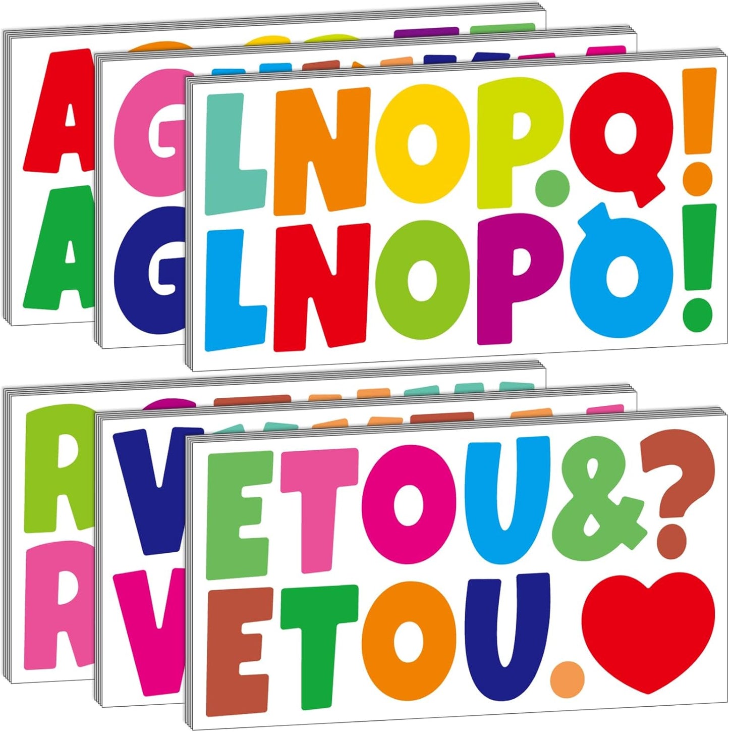 Bemeol 360 Pcs 30 Sheets Bulletin Board Letters 2.5 Inches Alphabet Stickers Self Adhesive Stick on Letters for Poster Board Classroom School Home Decor(Colorful)