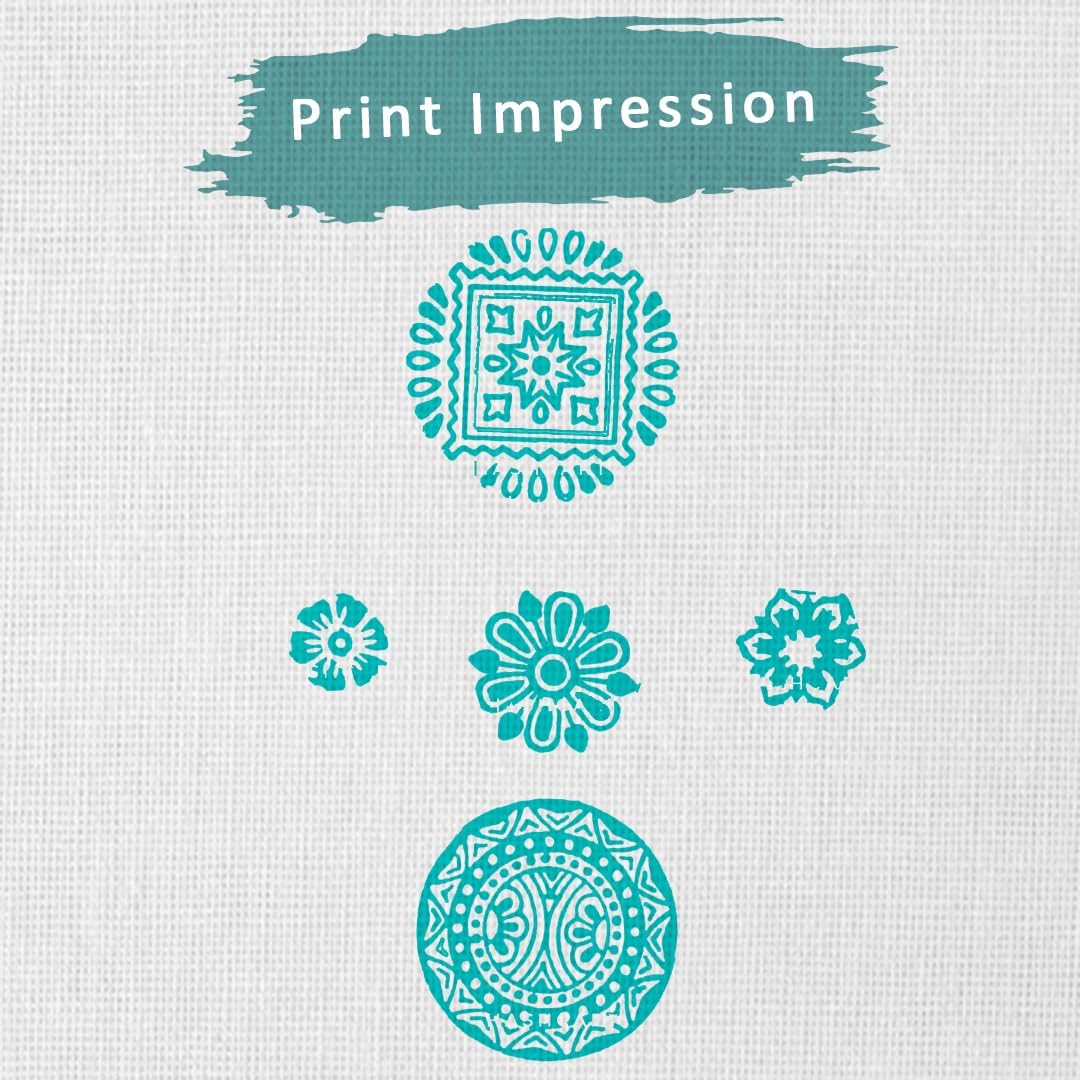 Wooden Stamps for Block Printing on Saree Border, Textile, Clay, Pottery, Tattoo - Indian Textile Printing Blocks | Set of 5 | Hashcart®