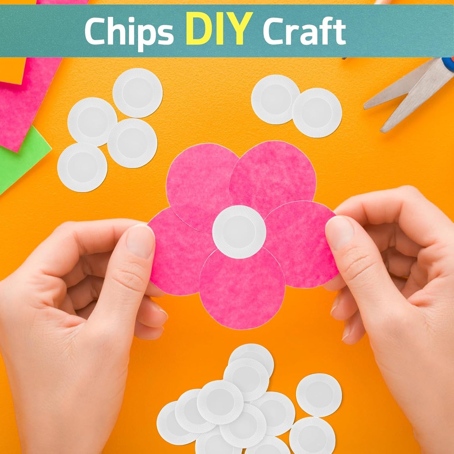 Coopay 1000 Pieces Plastic Poker Chips, Bingo Chips Bulk Learning Counters Disks Poker Card Game, Counting Markers for Math Practice, Game Tokens and Teaching Rewards, 25 mm/ 1 Inch (White)