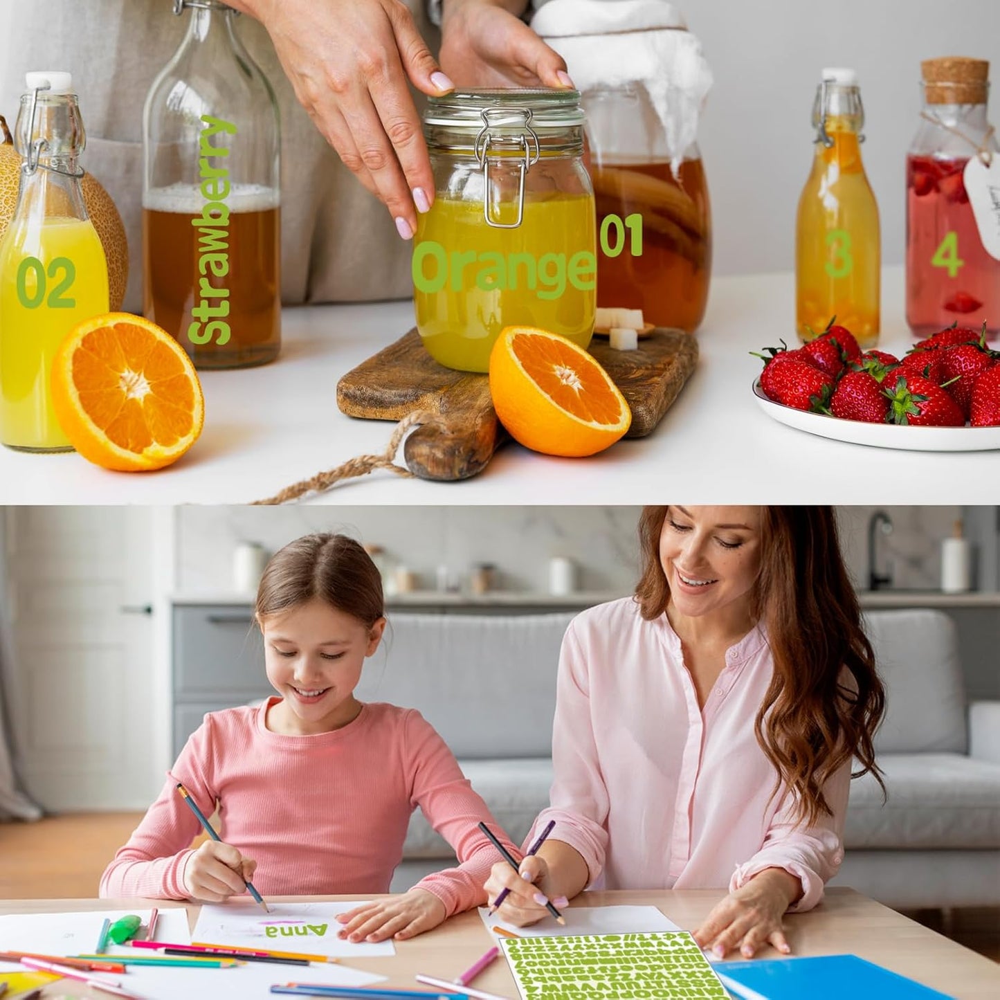 Alphabet Stickers, 1"Inch 12 Sheets Self-Adhesive Green Vinyl Letter Stickers for Mailbox Numbers, Bulletin Boards, Classroom & Home Decor