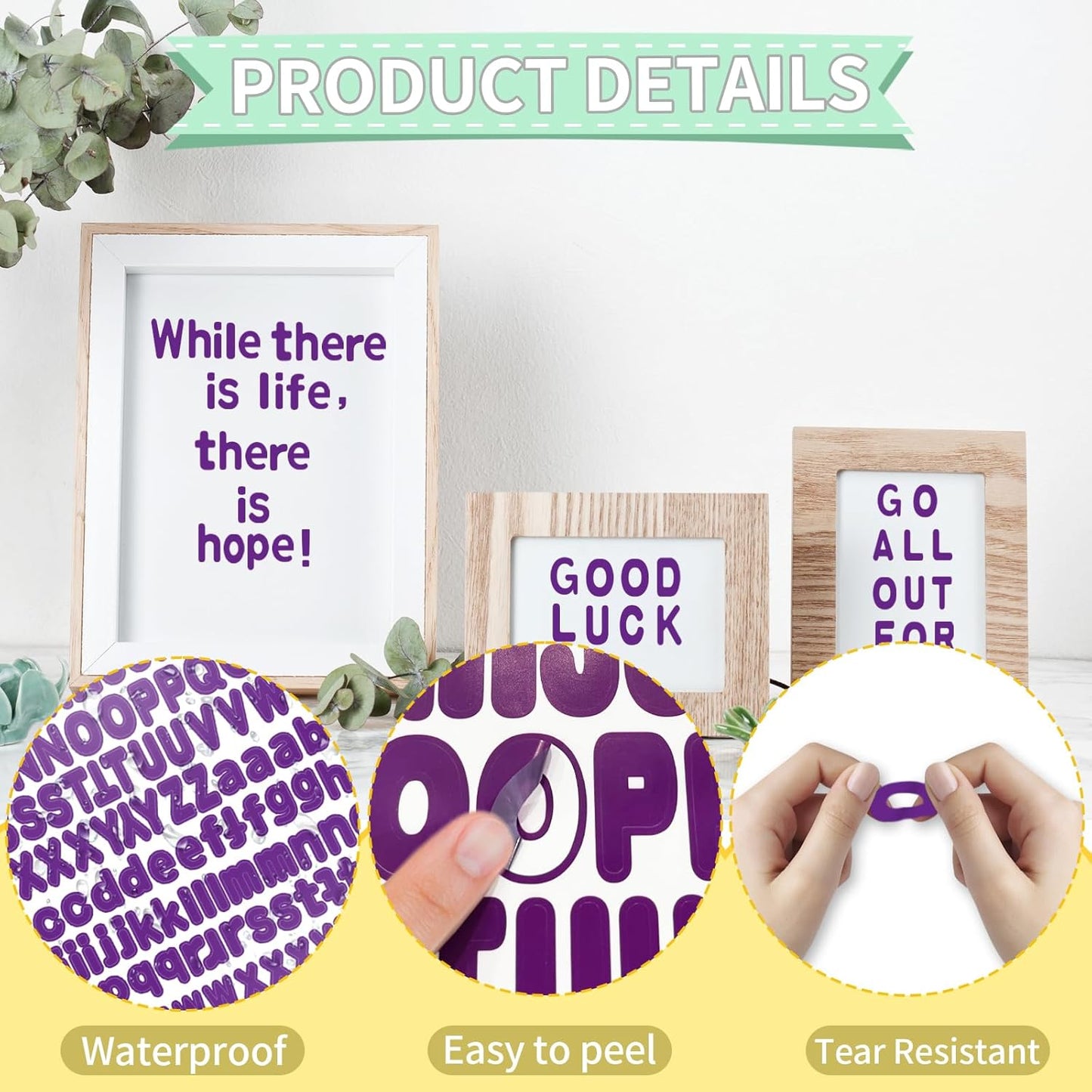 Alphabet Stickers, 1'' Inch, 12 Sheets, Deep Purple Letter Stickers, Self-Adhesive Vinyl, Mailbox Numbers, Classroom & Home Decor