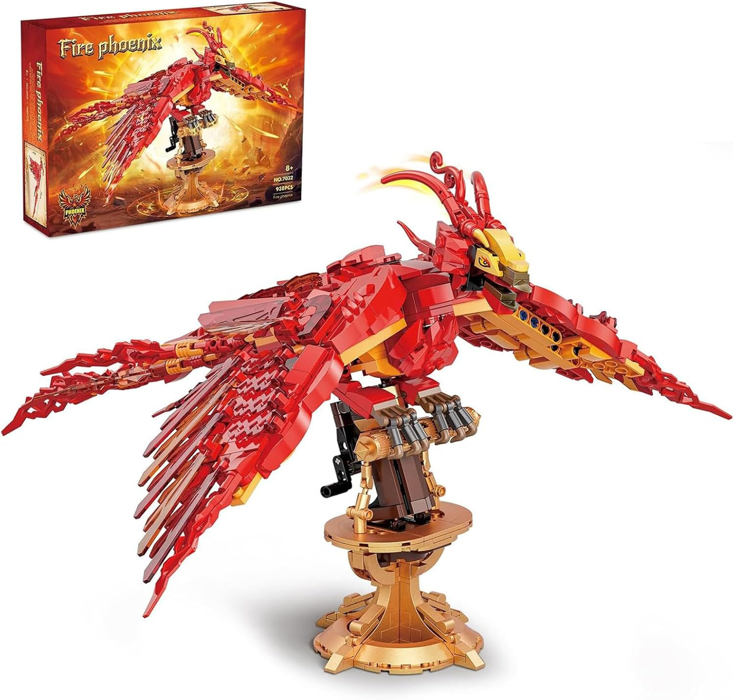 Phoenix Building Set, Bird Animals Set Wings Adjustable Building Kit, Collectible Magic HP Model Toys Gifts for Adults Kids Fans 12+ (938 PCS)