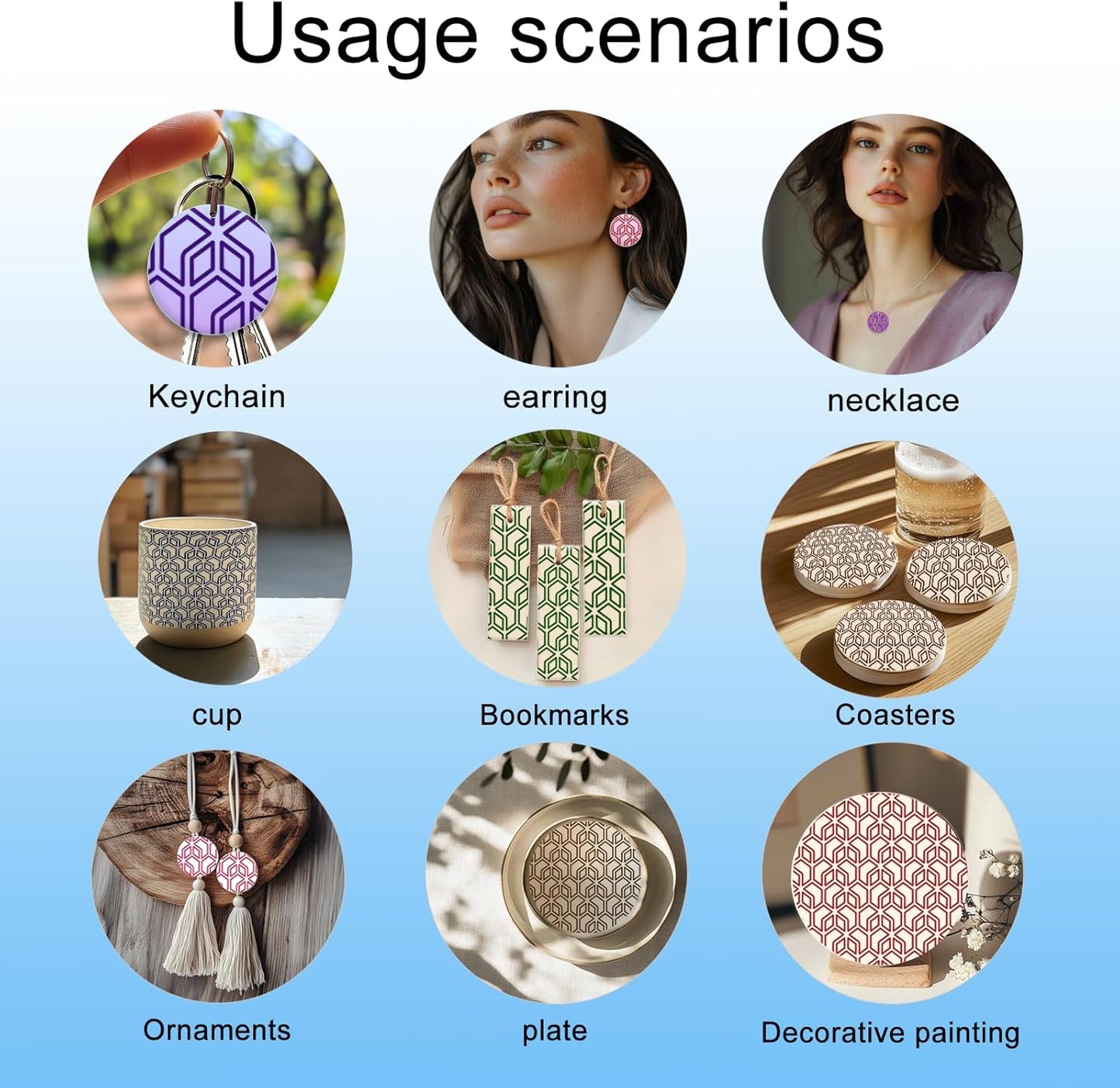 CHGCRAFT Geometry Polymer Clay Texture Sheets Line Art Silicone Texture Stamp Repeating Seamless Pattern Modeling Pattern Pad for Jewelry and Clay Earrings Tools, 5.5x5.5 inch