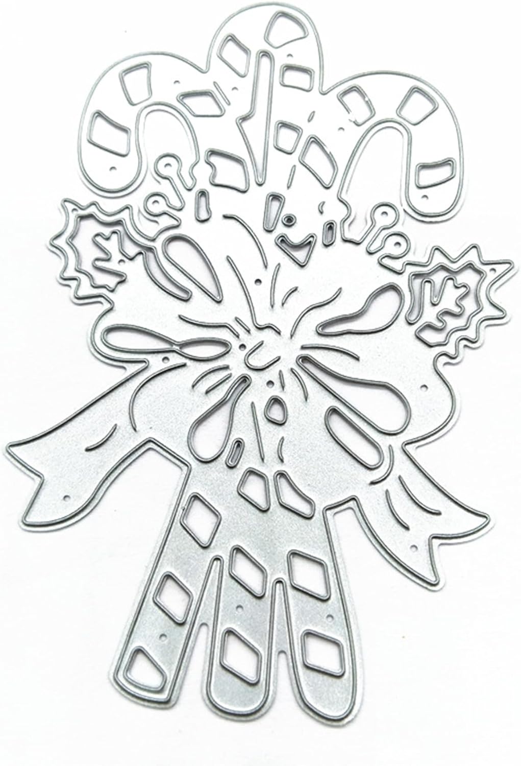 Metal Cutting Dies DIY Merry Christams Embossing Stencil Template Scrapbooking Card Making Mold Photo Album Arts Crafts Tools (Christmas Scepter bow-10.3x6.7cm)