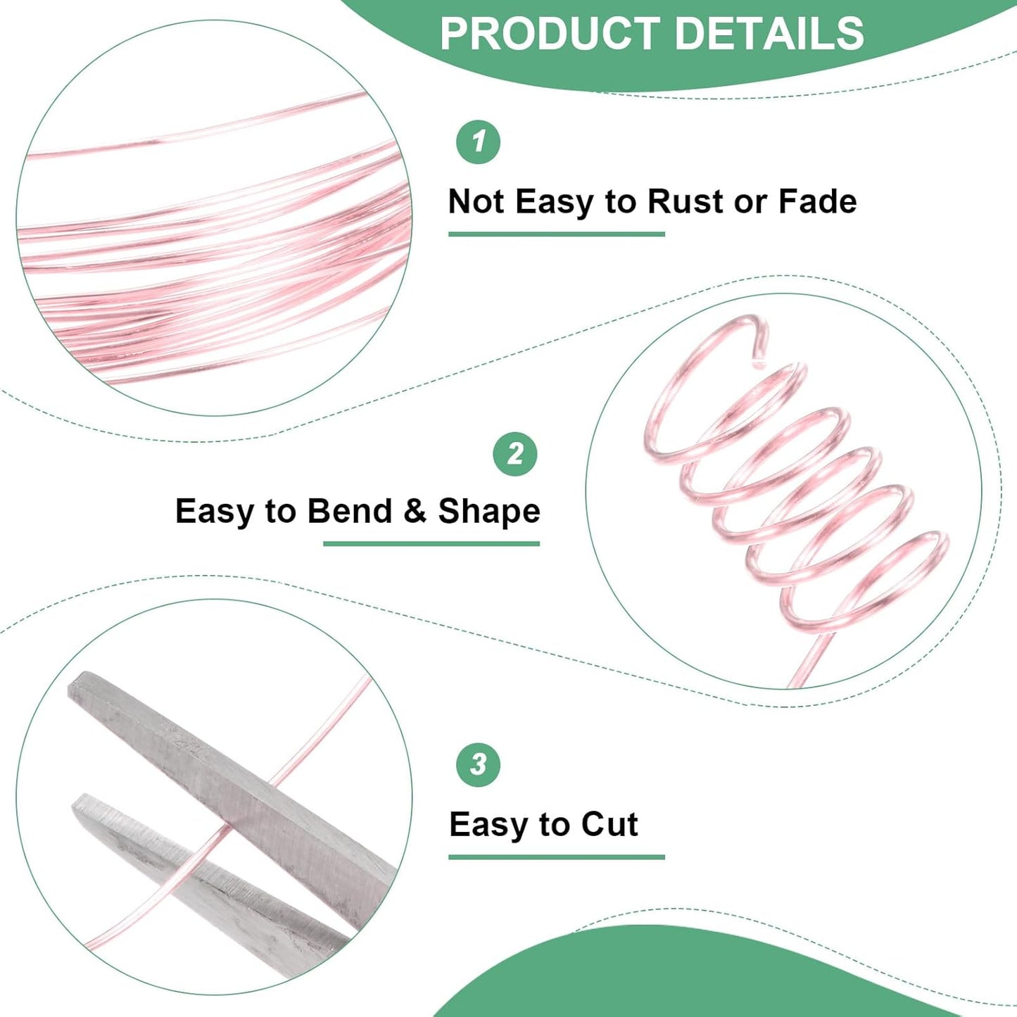 0.8 mm/20 Gauge Copper Wire for Jewelry Making, 7.5FT Copper Beading Craft Wire for Jewelry/Weaving/DIY Crafting/Planting, Color-Retaining [2.3 M, Rose Gold]