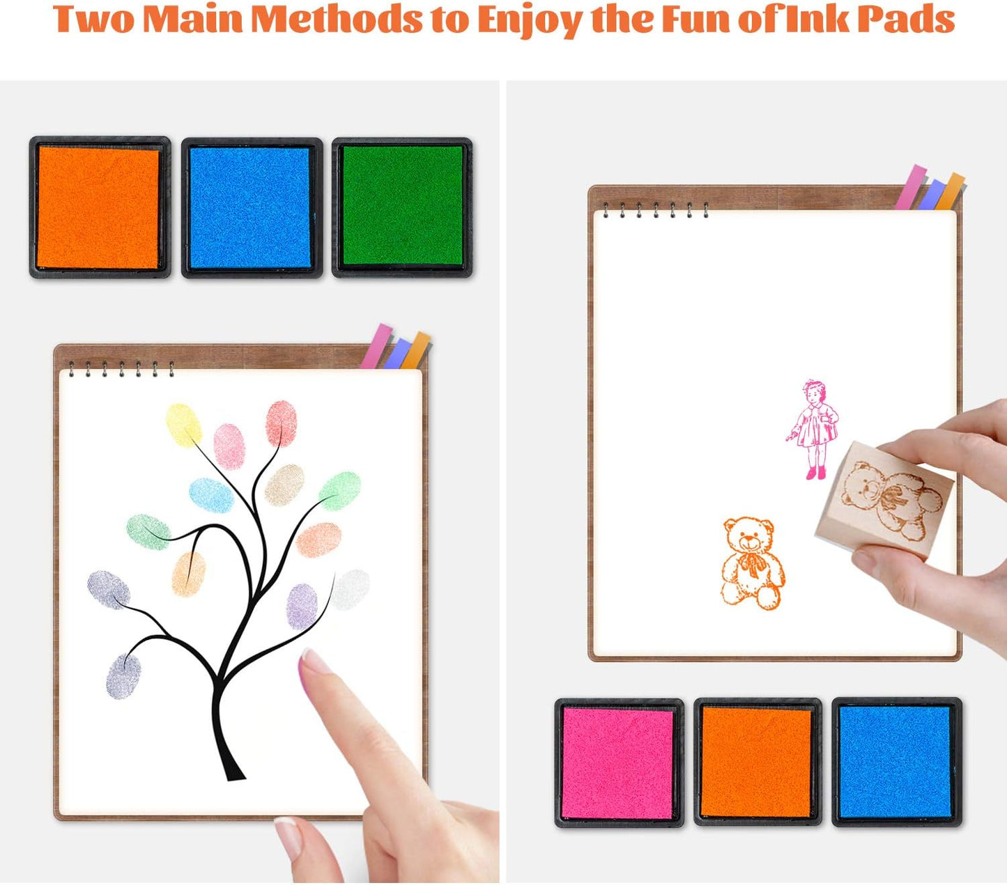 Ink Pad, 20 Colors Washable Finger Craft Ink Pad for Kids Stamping, 1.57X1.57''