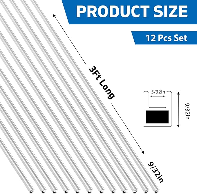 9/32" U Zinc Came for Stained Glass,3ft Length 12 Pcs Total 36ft Durable Framing Solution for Stained Glass Projects Reliable Zinc Came for Hobbyists Perfect for Your Hobby Came Needs