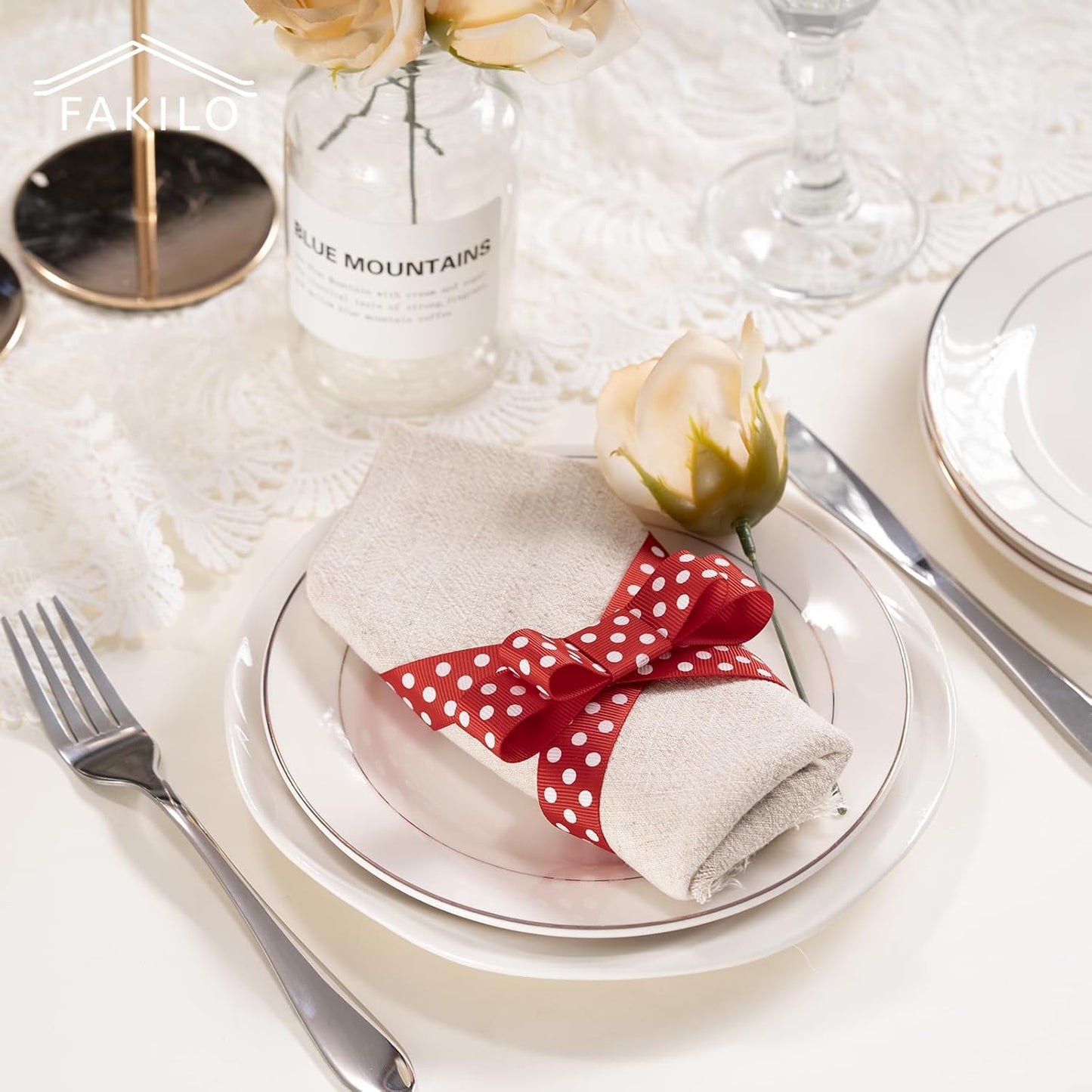 Polka Dot Grosgrain Ribbon 5/8 Inch, 25 Yards Spool Red and White Dot Craft Ribbon for Christmas Gift Wrapping DIY Crafts Hair Bows Sewing Wedding Party Decor and Home Decoration