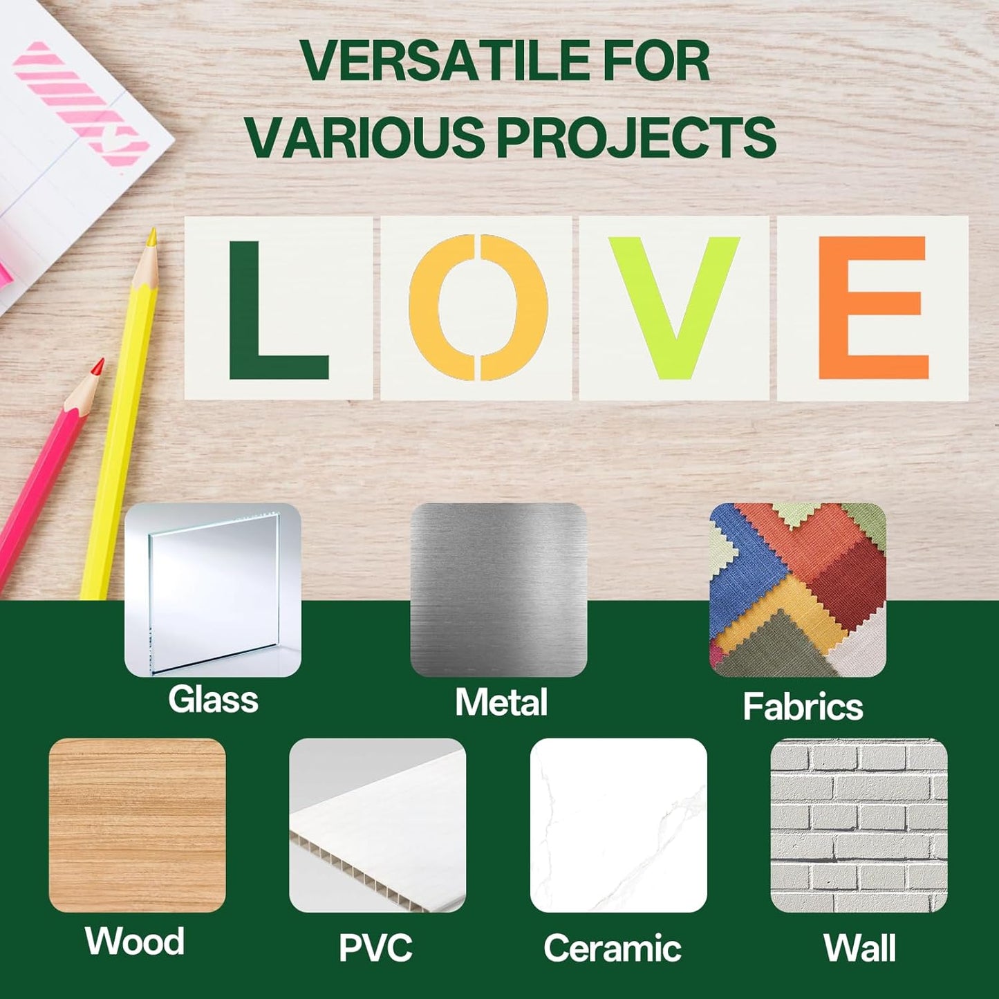 WISYOK 3 Inch 36 Pcs Letter Stencils and Numbers, Reusable Plastic Alphabet Art Craft Templates for Wood, Wall, Fabric, Rock, Signage,Cake,DIY