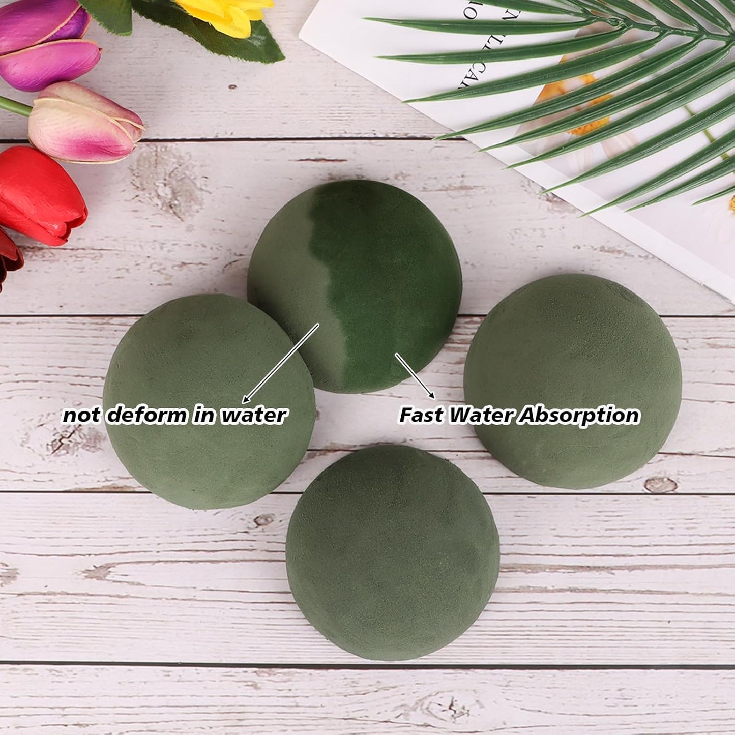LOKIPA 4 Pack Small Floral Foam Half Ball, Floral Foam Round Half Ball Floral Foam for Artificial Plant Floral Arrangement Wedding Garden Decorations(3.54x1.77inch)