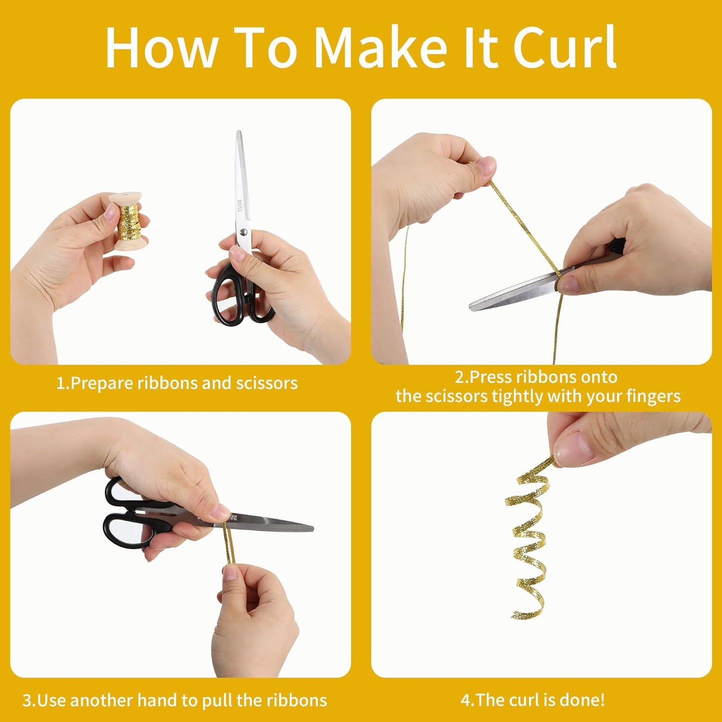 Gold Thin Ribbon 1/8 inch Metallic Braided Double Faced Ribbons Curling Ribbons for Balloon String Crafts Gift Wrapping Party Wedding Christmas Ornaments Decoration 7 Yard x 3 Rolls