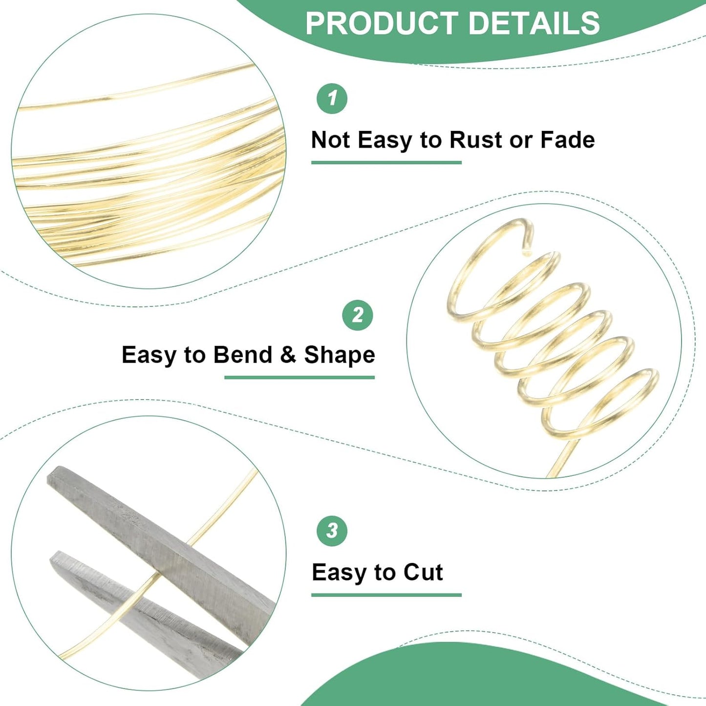 0.8 mm/20 Gauge Copper Wire for Jewelry Making, 7.5FT Copper Beading Craft Wire for Jewelry/Weaving/DIY Crafting/Planting, Color-Retaining [2.3 M, Light Golden]