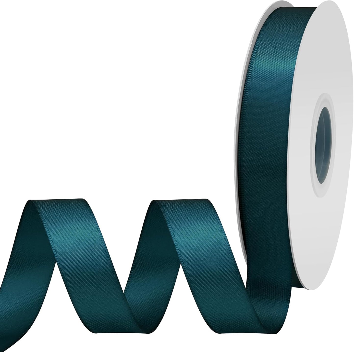 Teal Satin Ribbon 3/4" X 50 Yards Solid Color Double Faced Ribbons Perfect for Crafts Wedding Decor Bow Making Arts Sewing and More