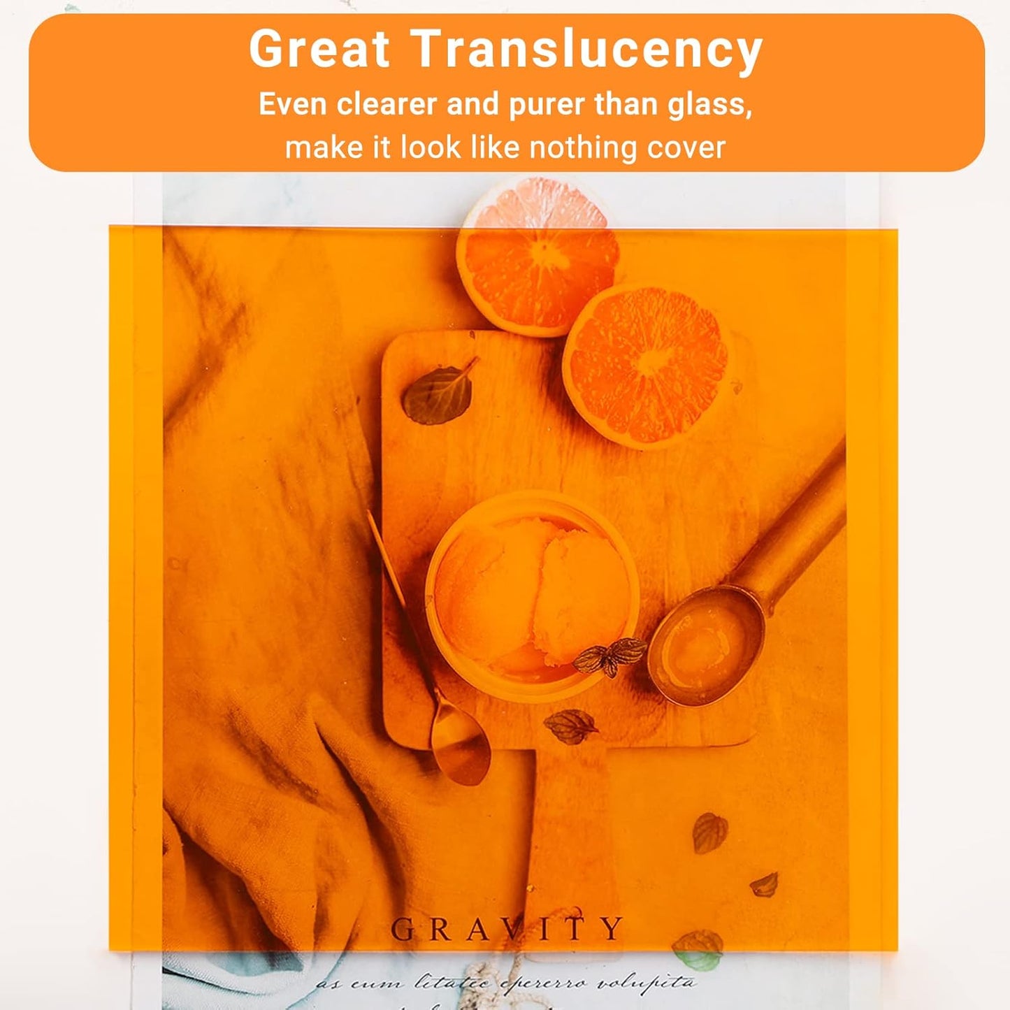 Enoin 12x16 Translucent Orange Acrylic Sheet - Cut to Size Plexiglass Sheets 1/8 inch Thick, Colored Plastic Board Panel for Art Craft, DIY, Painting