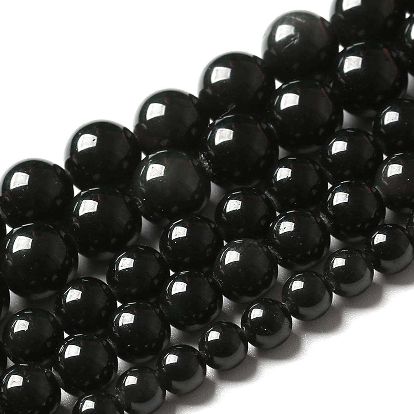 6MM 120pcs Natural Black Obsidian Stone Energy Healing Beads Round Loose Beads for Jewelry Making Bracelet 2 Strands 32"