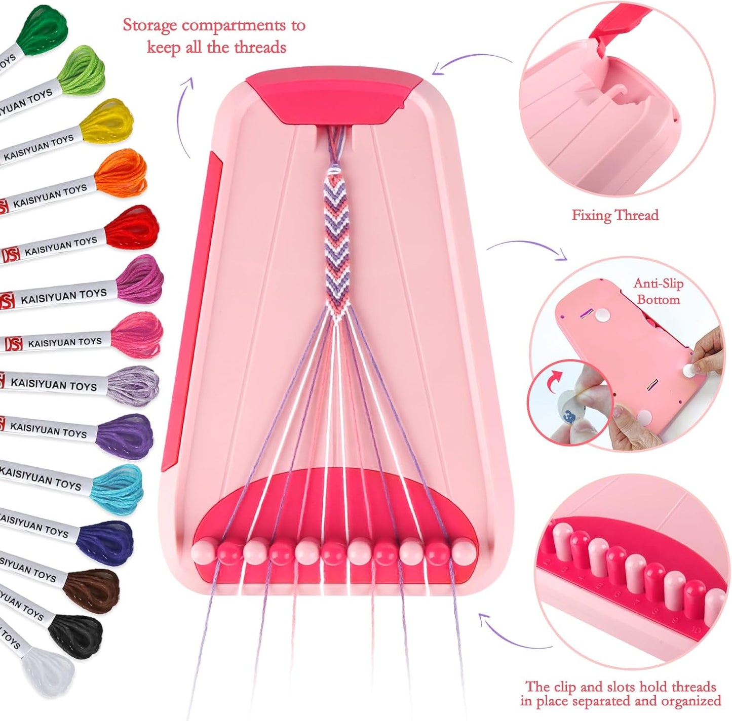 Friendship Bracelet Making Kit for Girls, Arts and Crafts Bracelets String Maker Kit for Kids Ages 8-12 Christmas Birthday Gifts