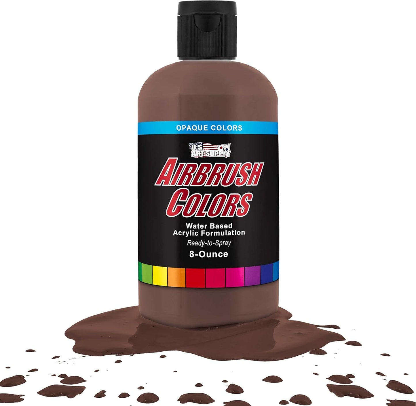 U.S. Art Supply Opaque Dark Brown Acrylic Special Effects Airbrush Paint - 8oz Ready to Spray Air Brush Paint for Nails, Models, Fabric - Water-Based Air Brush Painting