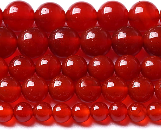 12MM 32pcs Semi-Precious Red Agate Beads Natural Stone Round Loose Beads for Jewelry Making DIY Bracelet Necklace 1 Strands 15"