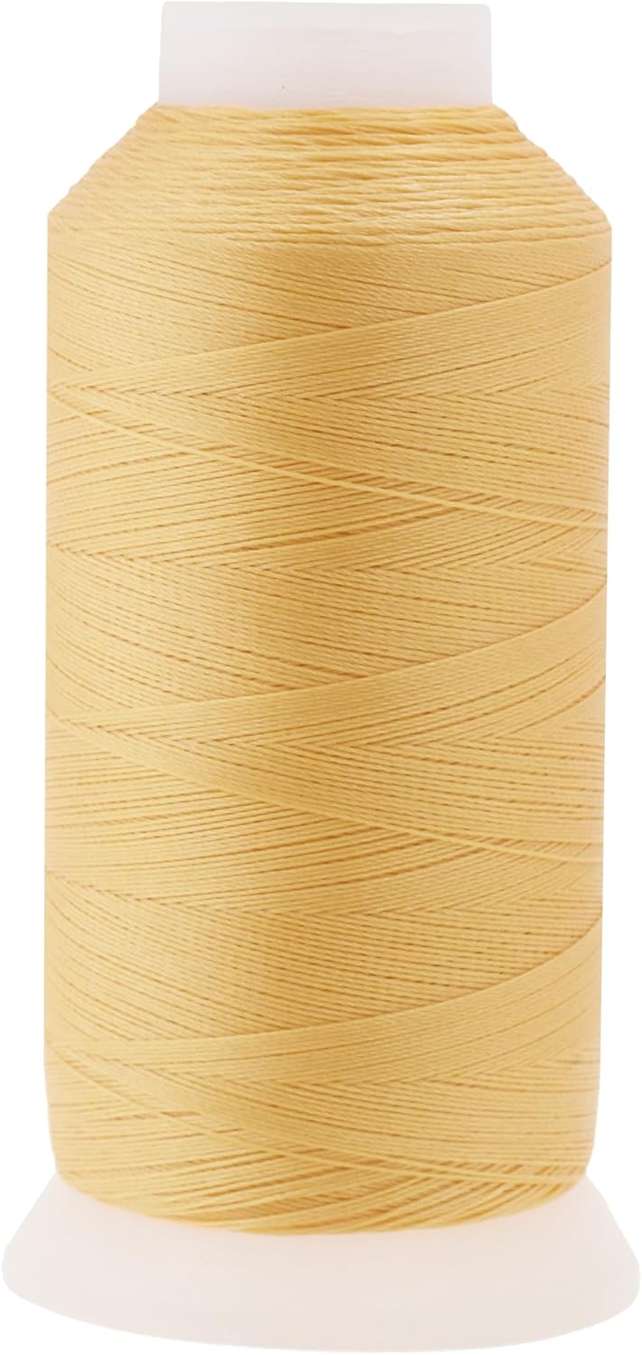 Mandala Crafts Blonde Heavy Duty Thread - 1500 Yds Tex 70 Thread for Sewing Drapery Jeans Leather Hair - Bonded Polyester for Outdoor Marine Upholstery