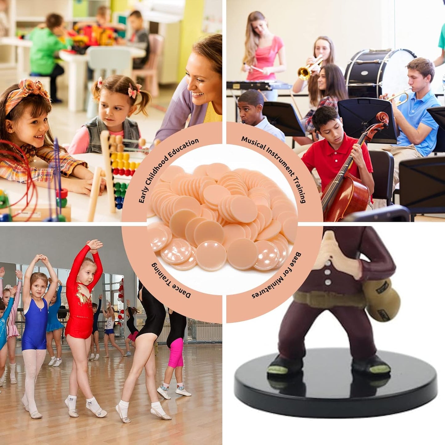 Set of 100 Opaque Plastic Learning Counters Mini Poker Chips Game Tokens with Storage Box (PeachPuff, 1.58 Inch)