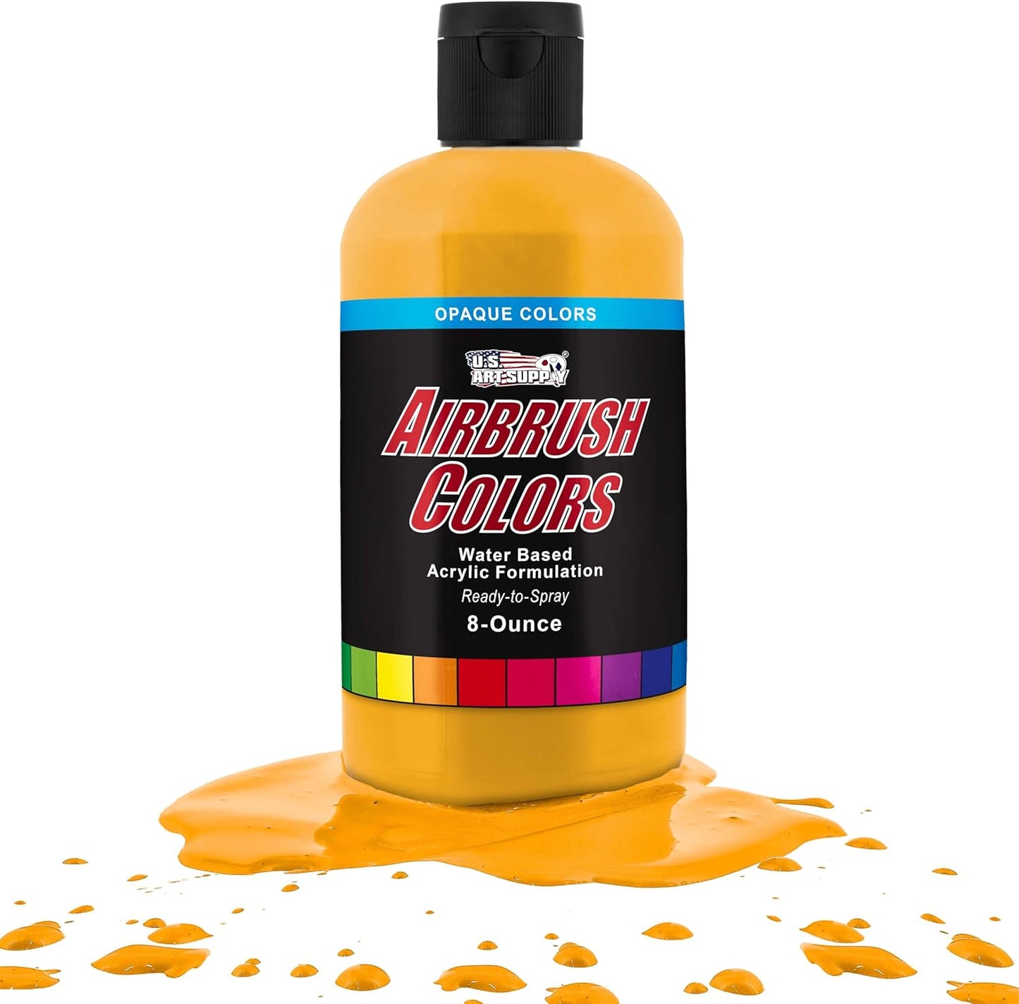 U.S. Art Supply Opaque Canary Yellow Acrylic Special Effects Airbrush Paint - 8oz Ready to Spray Air Brush Paint for Nails, Models, Fabric - Water-Based Air Brush Painting