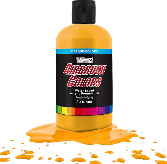 U.S. Art Supply Opaque Canary Yellow Acrylic Special Effects Airbrush Paint - 8oz Ready to Spray Air Brush Paint for Nails, Models, Fabric - Water-Based Air Brush Painting