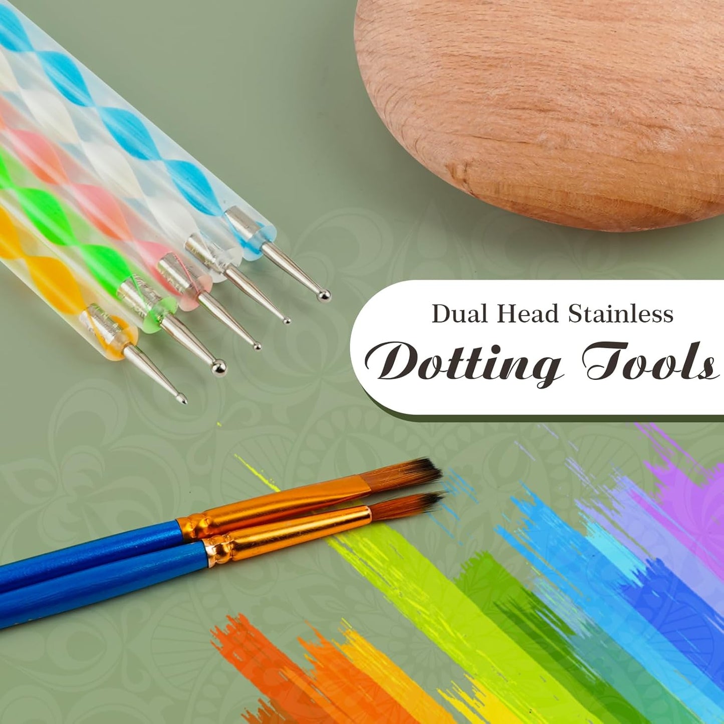 Mandala Rock Painting Kit - Mandala Dotting Tools Kit - 5 Large Wooden Rocks for Painting with Stencil Supplies, Dotting Tools for Paint Rocks - Dot Art and Crafts for Adults