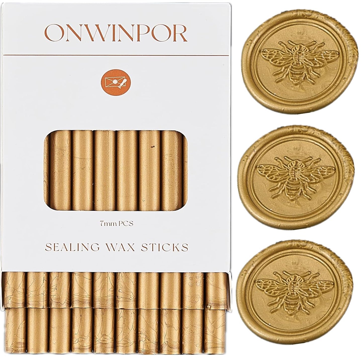 Copper Gold Wax Seal Sticks, ONWINPOR 20pcs Antique Gold Wax Sealing Sticks for Waxseal Stamp, Mini Sealingwaxsticks Suit for 0.28''Glue Gun (Yellow Copper)
