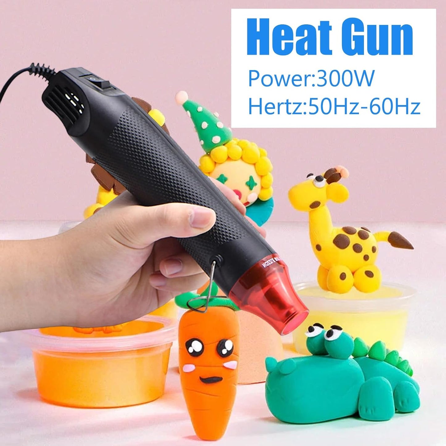 Mini Heat Gun, Portable Hot Air Gun Tool for DIY Crafts Heat Shrink Gun for Epoxy Resin, Embossing, Shrinking Wrapping Drying Paint Removing Stickers (Black)
