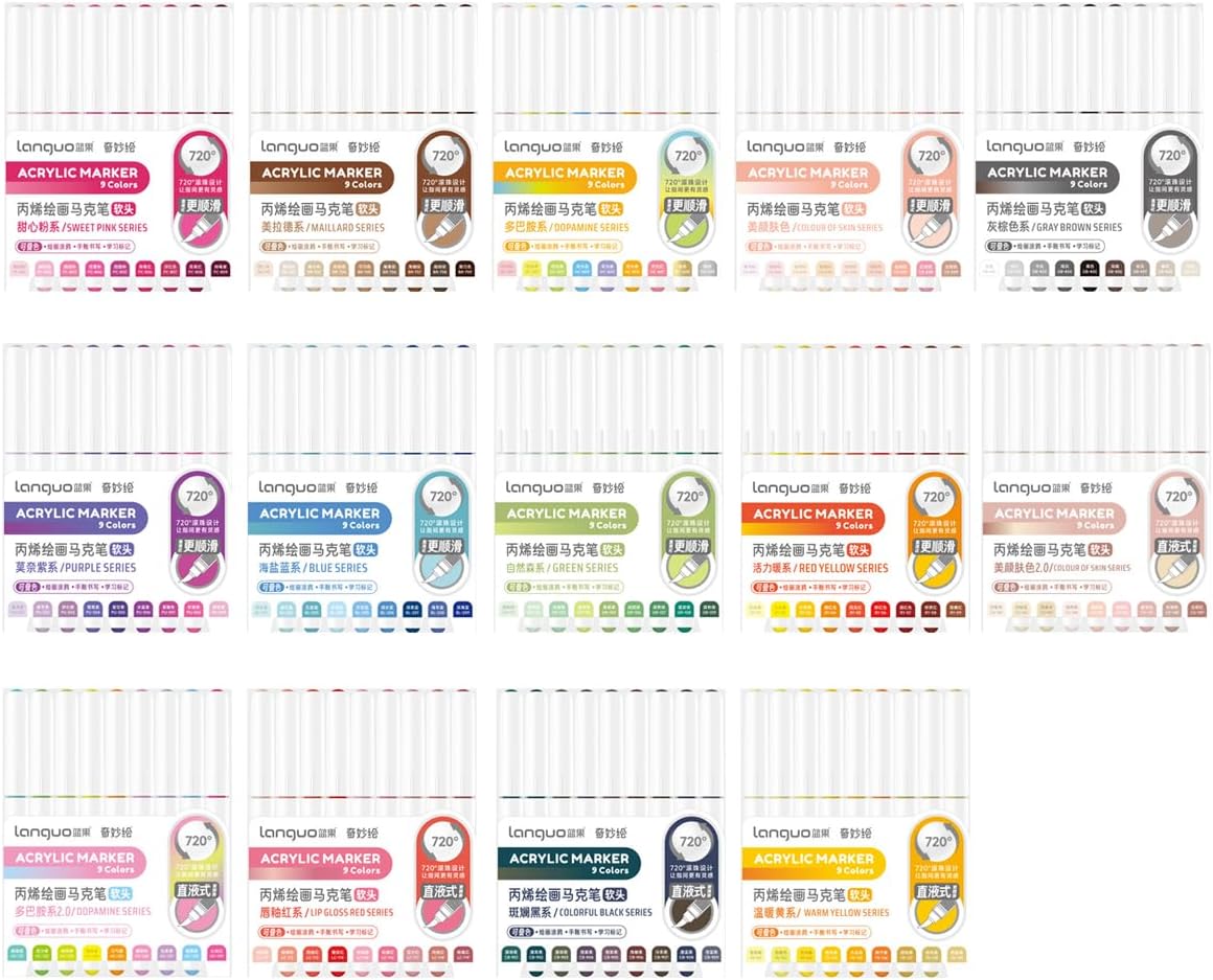 Acrylic Paint Marker 126 Colors Single Tip Soft Brush Pens Ideal for Coloring Books, Canvas, Wood, Stone, Egg and DIY Crafts