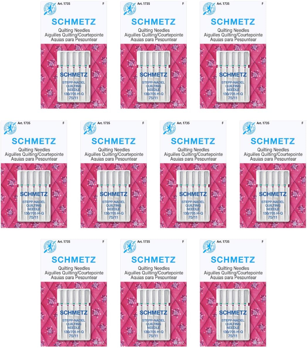 SCHMETZ Quilting Needles - Size 75/11, 5-Needle Cards, Pack of 10
