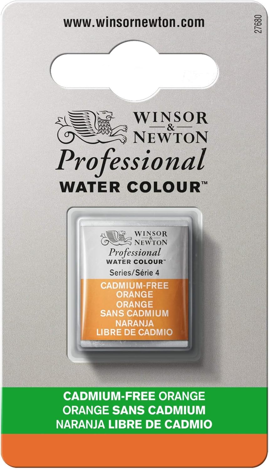 Winsor & Newton Professional Water Colour Paint, Half Pan, Cadmium-Free Orange