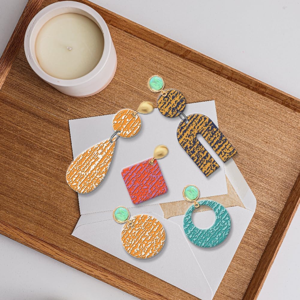 CHGCRAFT Polymer Clay Texture Sheets Sandpaper Texture Silicone Clay Texture Mat Silicone Texture Stamps Clay Modeling Pattern Pad for DIY Clay Jewelry Earrings Clay Mat