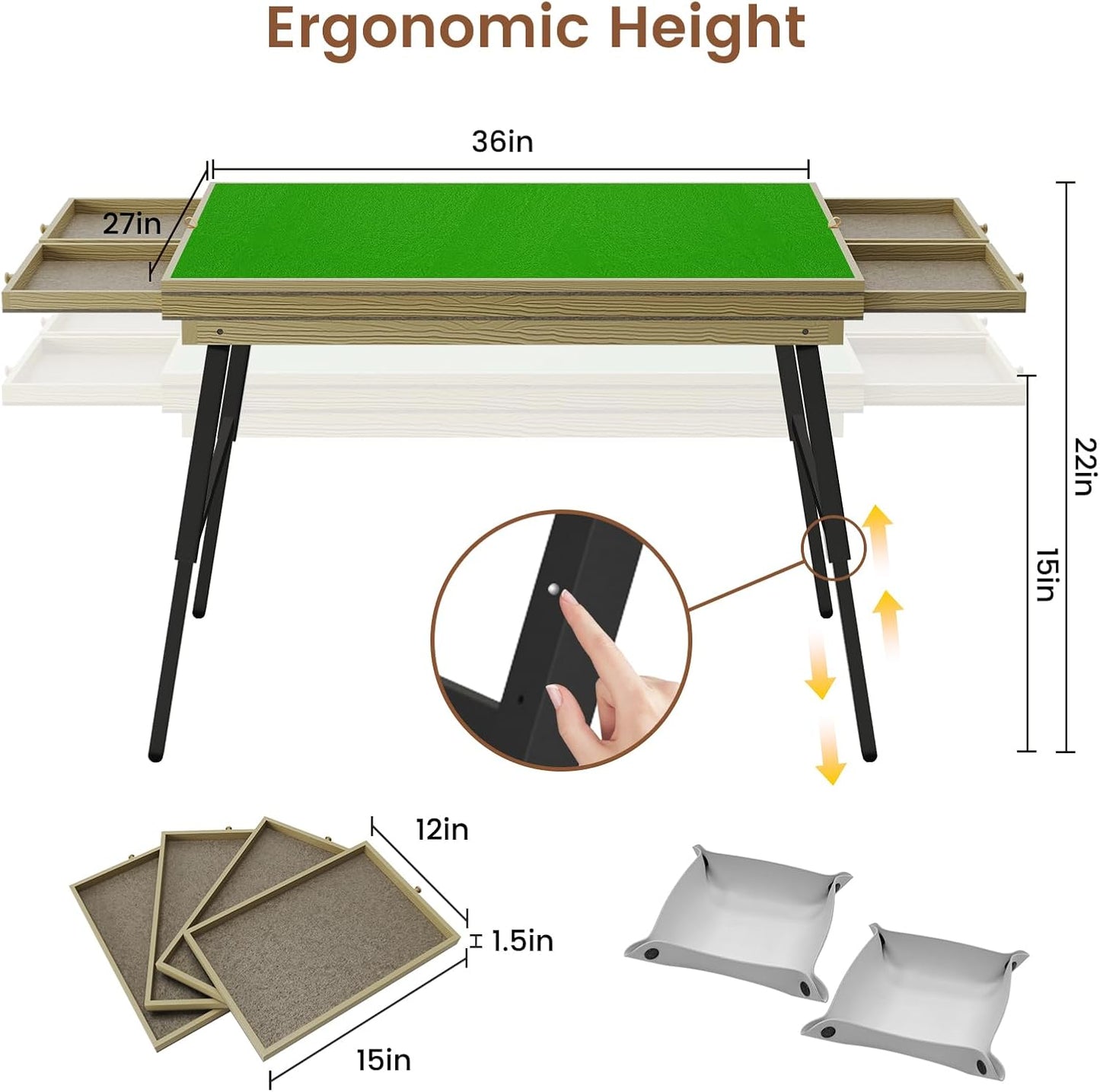 Large Puzzle Board & Puzzle Table with Folding Legs and Drawers 36″ × 26″ Tilt Tabletop for 1500 Piece Puzzle Board, Portable Ergonomic Puzzle Table for Family Bonding & Cognitive Therapy