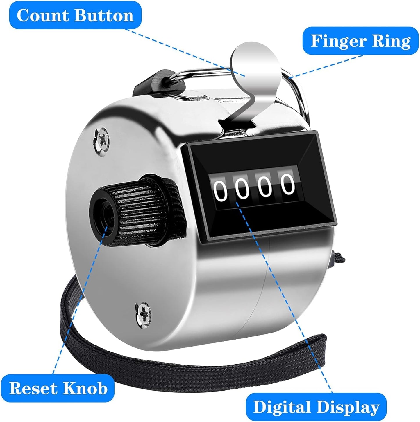 FEBSNOW Handheld Tally Counter Clicker 4 Digital Number Click Counter for School Event Golf Sports Office Stadium