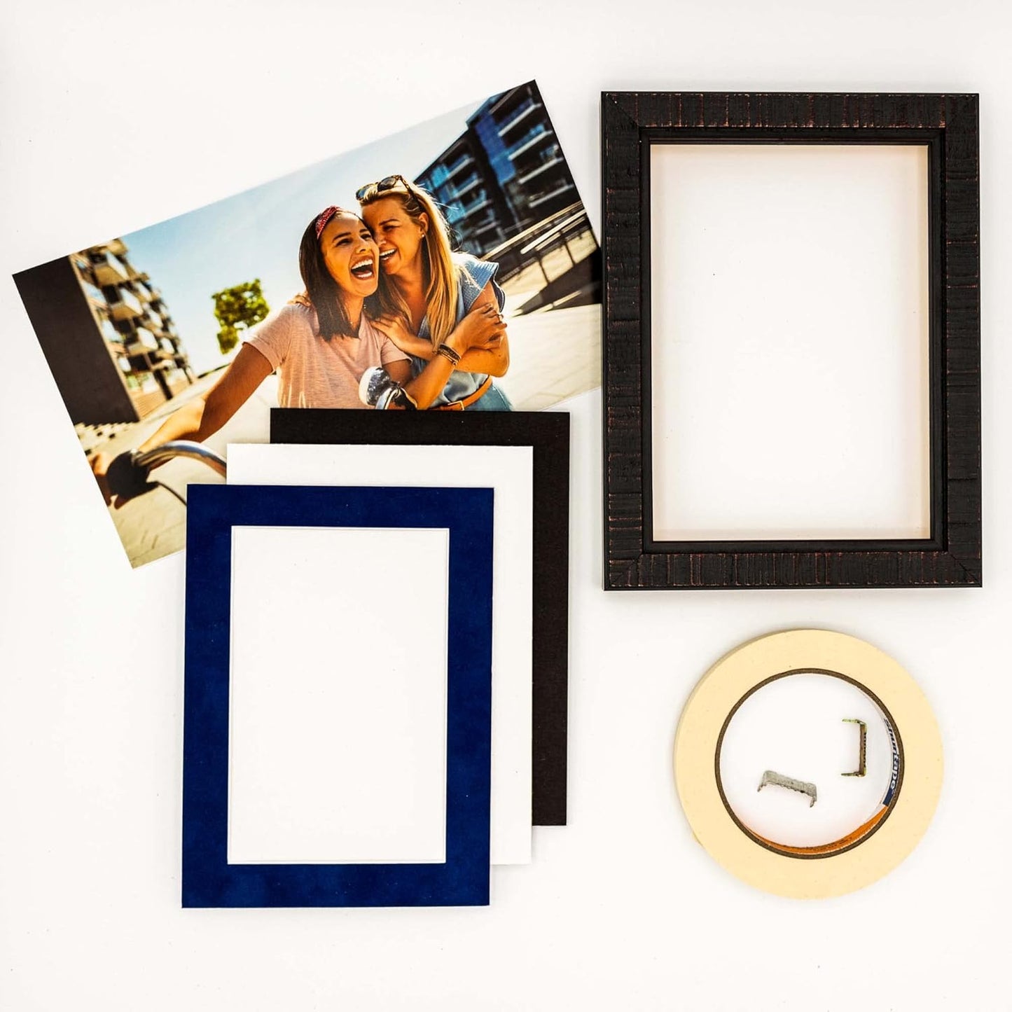 8x10 Mat Bevel Cut for 6x8 Photos - Acid Free Brooke Blue Suede Precut Matboard With Backing Board and Crystal Clear, Self Seal Photo Mat Bag - For Pictures, Photos, Framing - 4-ply Thickness