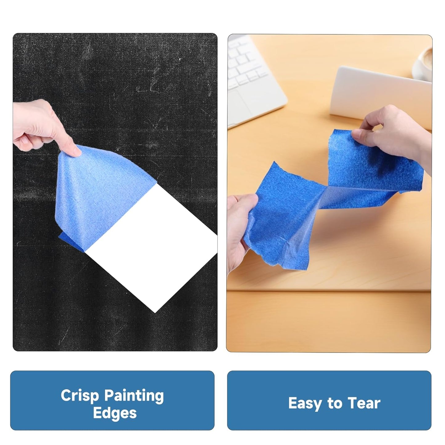 Wide Blue Painters Tape, 4 Inch x 55 Yards, Wide Masking Tape for 3D Printing, Laser Cutting, Painting, Crafting, Labeling, Packing, Office, School, Home Use, Removes Cleanly for 21 Days