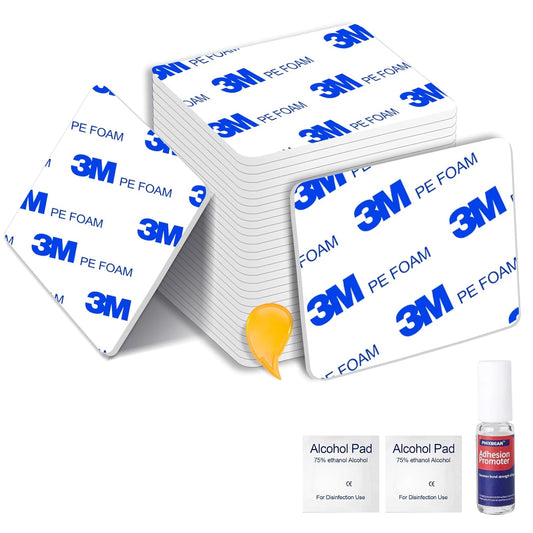 32 Pcs Large Double Sided Adhesive Tape Squares Heavy Duty, Made of 3M PE, Strong Sticky Pads Waterproof Heat Resistant, Extreme Mounting Foam Tape, Car Home Outdoor Use, 1.69x2.15 Inch