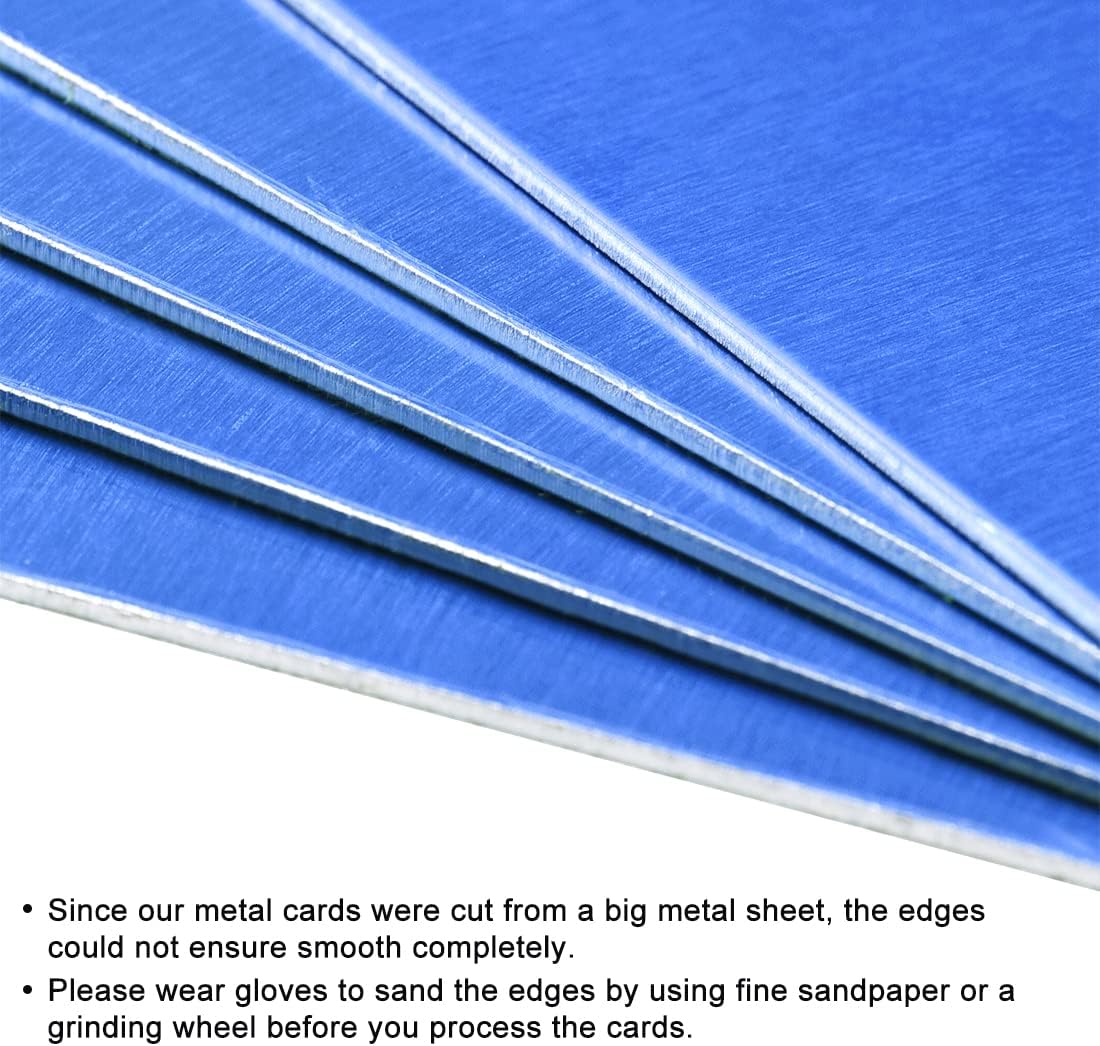 uxcell Blank Metal Card 100x60x0.8mm Anodized Aluminum Plate for DIY Laser Printing Engraving Blue 5 Pcs