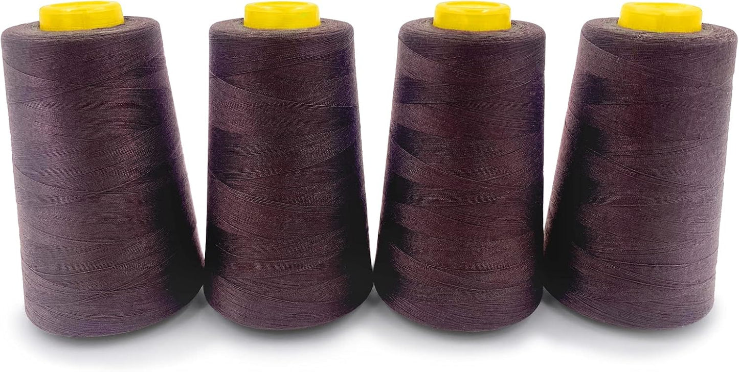 Tortoise 4 Cones of 3000 Yards Each Spool Thread for All Purpose, Serger, Overlock, Quilting, Sewing Machine - 100% Polyester, 40S/2 Brown
