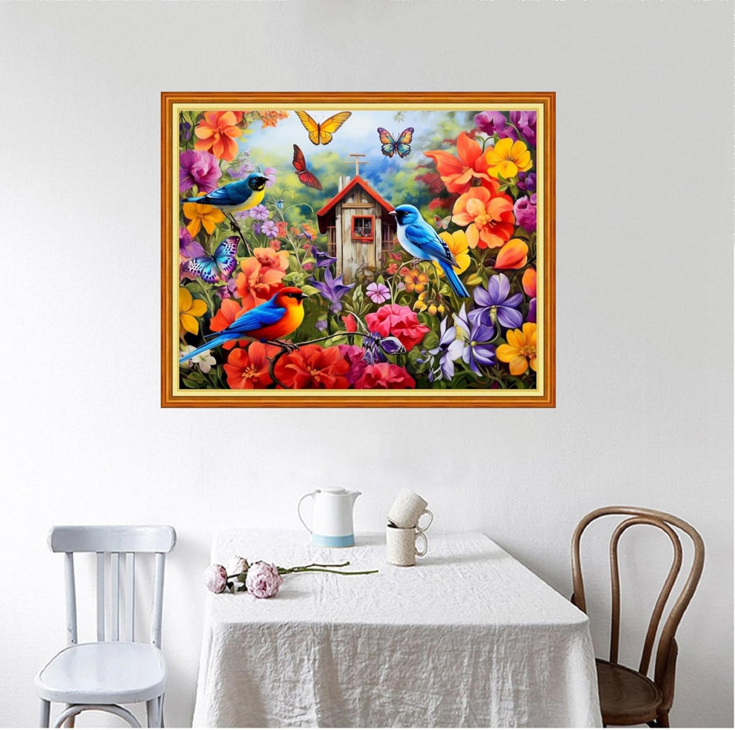 Foxhool Beginners Cross Stitch Kits Stamped Full Range of Embroidery Kits for Adults DIY Cross Stitches kit Embroidery Patterns for Needlepoint kit-Little Bird Family 16x20 inch