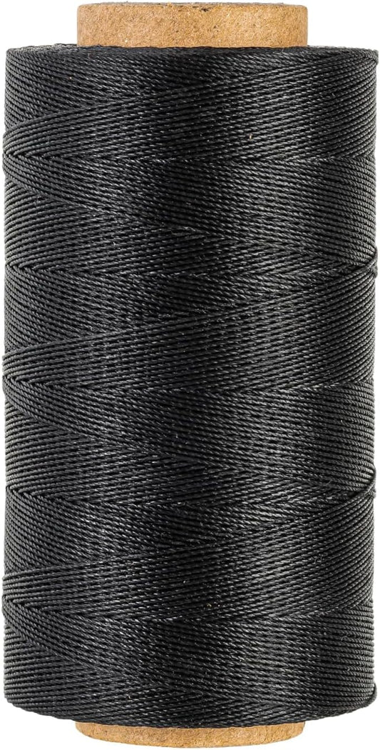 Sturdy Bonded Waxed Polyester Thread, 0.55mm, 437 Yards Wax String Cord - Black for Leather, Hand Sewing, Stitching, Beading, Bookbinding, Bracelets and Macrame Jewelry Making