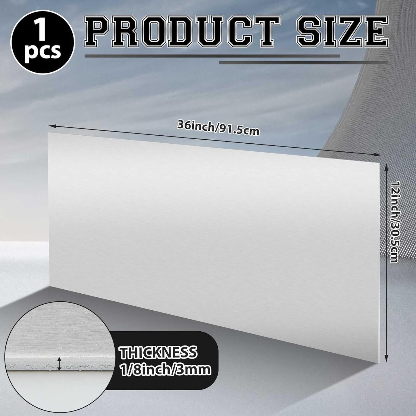 1 Pack 5052 Aluminum Sheet Metal 12" x 36" Aluminum Plate 1/8 (0.125'') Inch Thickness Rectangle Metal Panels for Industry Crafting Handcraft DIY Projects