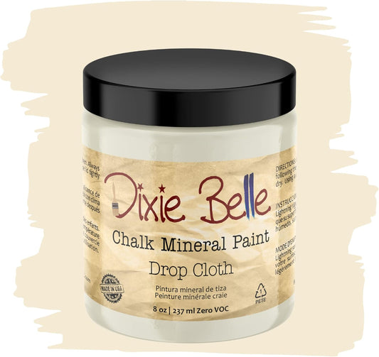 Dixie Belle Paint Company Chalk Finish Furniture Paint - Drop Cloth (8oz) - Matte Linen White Chic Chalk Mineral DIY Furniture Paint