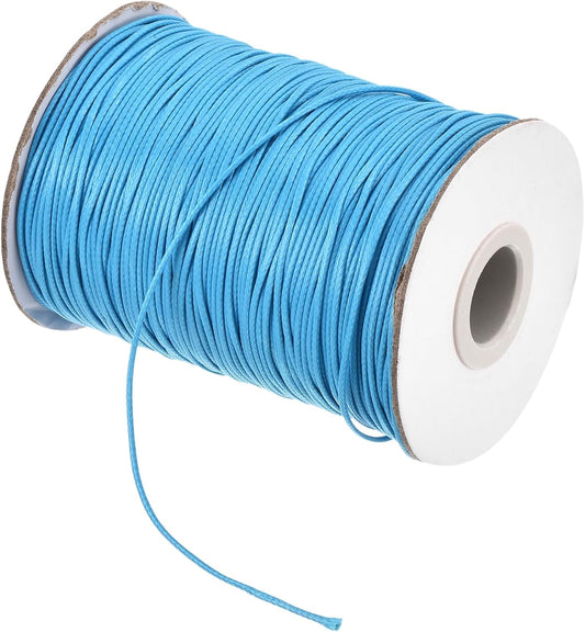 MECCANIXITY Waxed Cord 0.8mm Waxed Polyester Cord 175 Yard Wax String for Bracelet Making,Necklaces, Beading,Jewelry Making and DIY Crafts(Sky Blue)