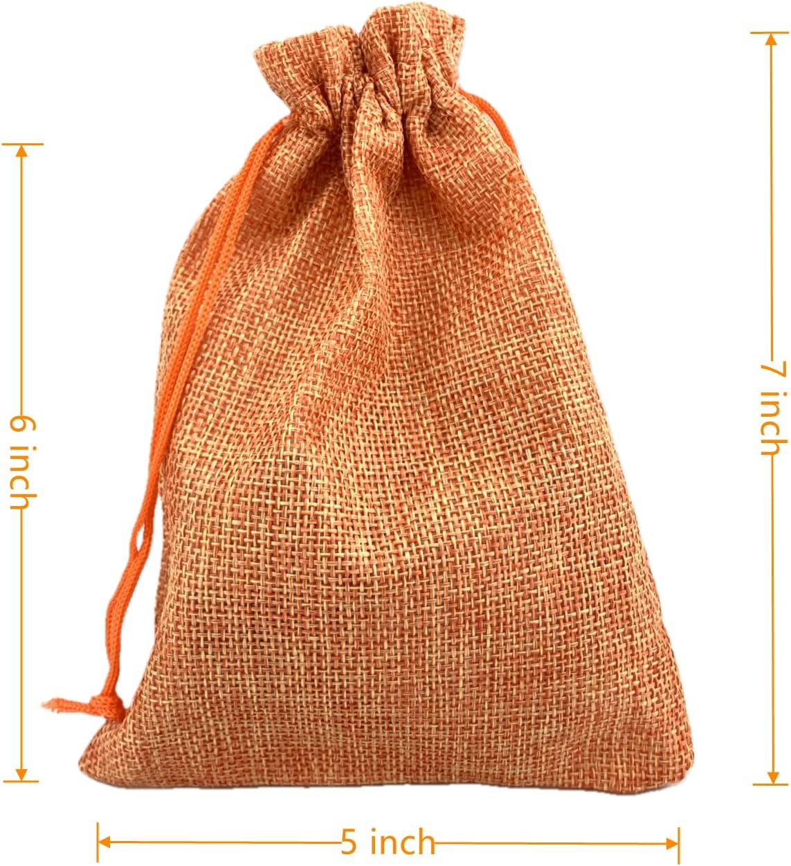 Palmhomee Pack of 25 Burlap Gift Bags with Drawstring Linen Jewelry Pouches Wedding Hessian Jute Bags for Birthday Jewelry and Treat Pouches Party Wedding Favors Gift Art (5x7 Inch, Orange)